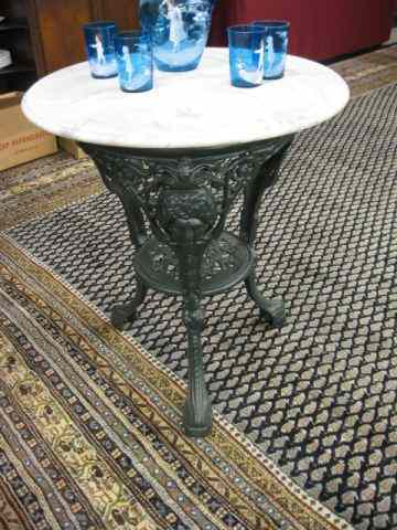 Appraisal: Cast Iron Marble Top Pub Table '' diameter top