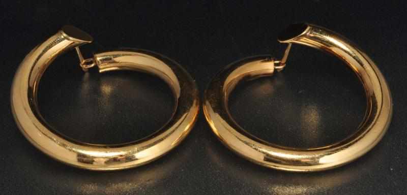 Appraisal: Pair of K Y Gold Hoop Earrings Description Weight dwt