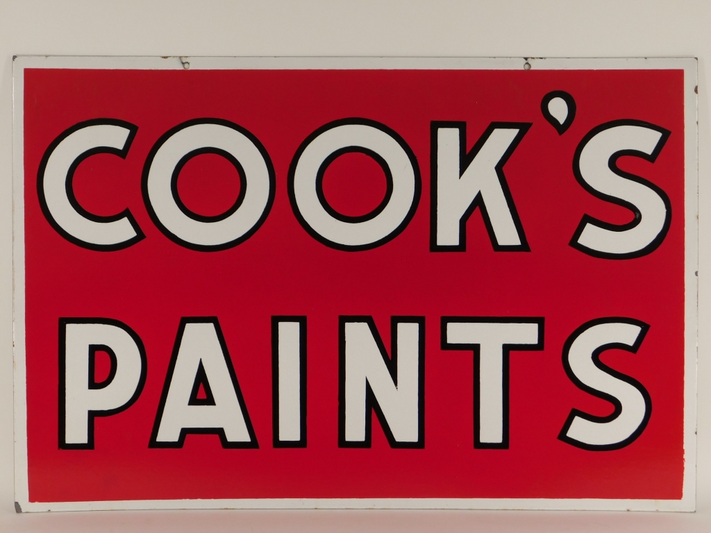 Appraisal: COOK'S PAINTS DSP COUNTRY ADVERTISING ENAMEL SIGN United States Early