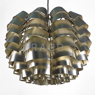 Appraisal: MAX SAUZE Orion chandelier France s Aluminum and zinc-plated steel