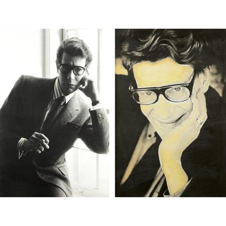 Appraisal: Two Framed Photographs of Yves Saint Laurent Estimate -