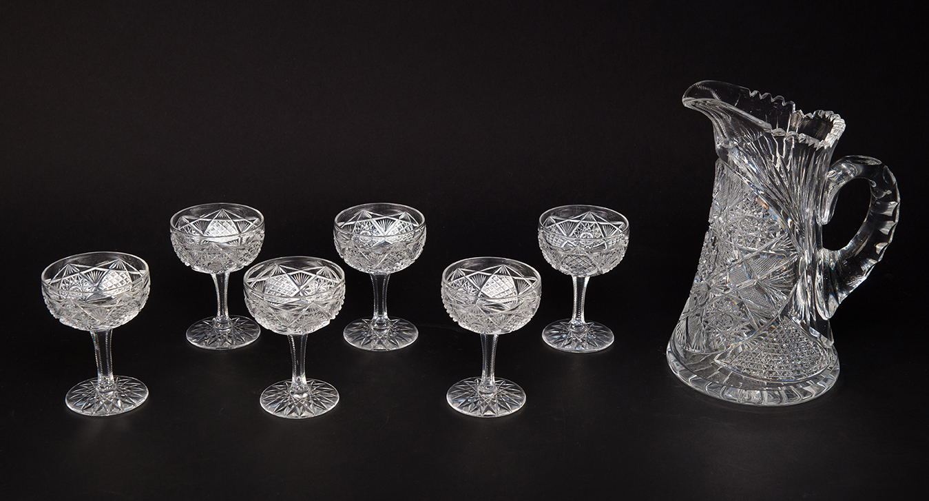 Appraisal: SEVEN PIECES OF BRILLIANTLY CUT GLASS American st quarter- th