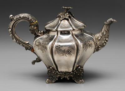 Appraisal: English silver teapot compr