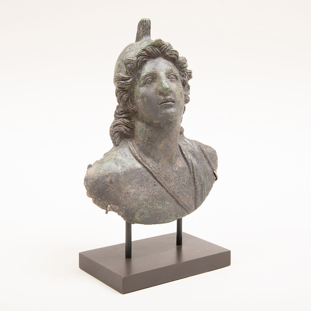 Appraisal: Roman Bronze Bust of a Warrior Roman Bronze Bust of