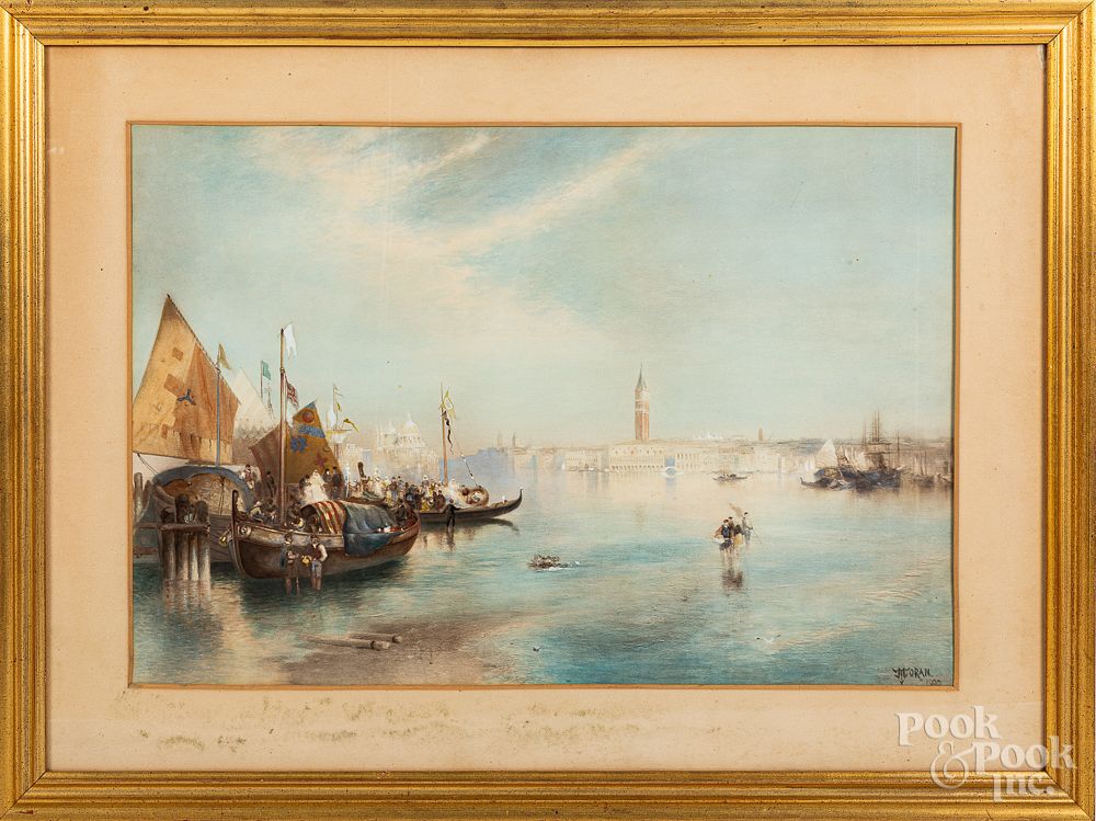 Appraisal: Paint enhanced print after Thomas Moran Paint enhanced print after