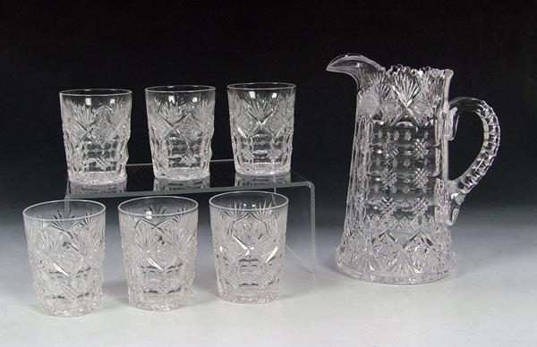 Appraisal: H P SINCLAIR AMERICAN BRILLIANT CUT GLASS PITCHER TUMBLERS Matching