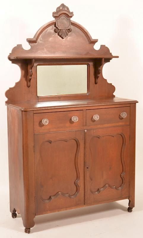 Appraisal: American Victorian Walnut Jelly Cupboard American Victorian Walnut Jelly Cupboard