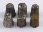 Appraisal: A mixed lot of thimbles including silver examples two A