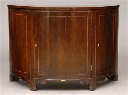 Appraisal: GEORGE III LINE-INLAID DEMILUNE SIDE CABINET The case enclosed by