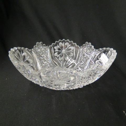 Appraisal: Cut Glass Banana Bowl panelled floral cane x