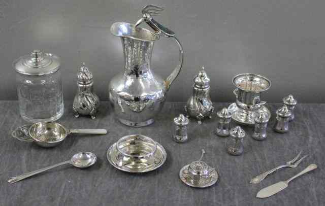 Appraisal: Miscellaneous Sterling Lot Includes a Mexican pitcher with turquoise salt