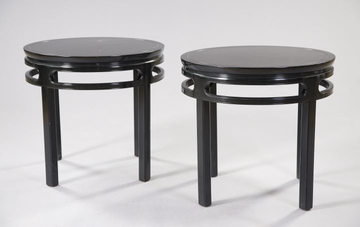 Appraisal: Pair of Oriental Ebonized Side Tables mid- th century each