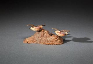 Appraisal: Miniature Flying Bobwhite Quail Pair Russ P Burr - Hingham