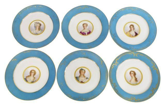 Appraisal: lot of French Sevres style porcelain plates with turquoise blue