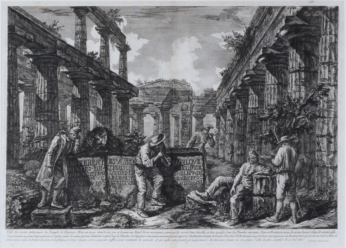 Appraisal: PIRANESI ENGRAVING ''Vue Des Restes Interieurs Au Temple De Neptune''