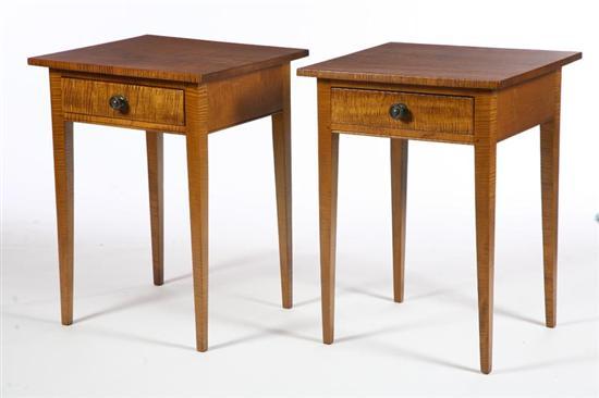 Appraisal: PAIR OF HEPPLEWHITE-STYLE STANDS American th century curly maple Single