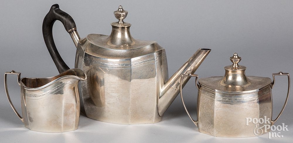 Appraisal: Caldwell Co three-piece sterling tea service Caldwell Co three-piece sterling