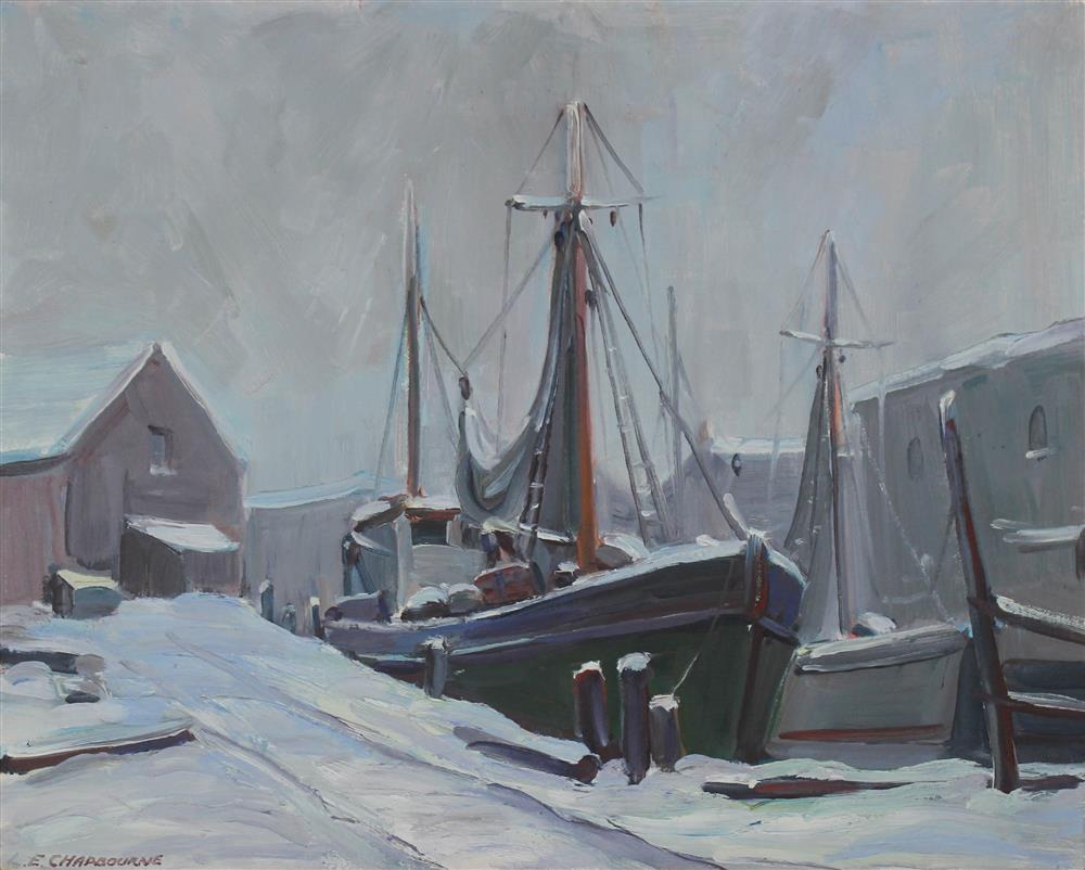 Appraisal: LESTER E CHADBOURNE AMERICAN - DOCKS SCITUATE MASSACHUSETTS Oil on