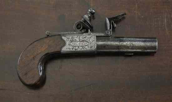 Appraisal: A flintlock boxlock pocket pistol by H W Mortimer London