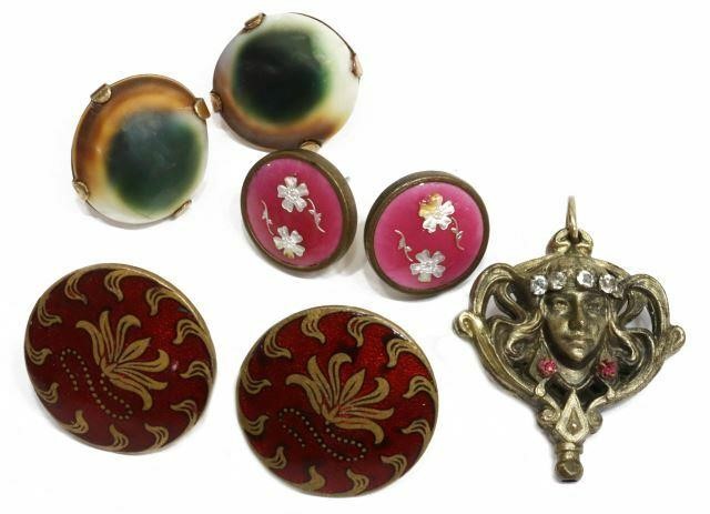 Appraisal: lot of Vintage costume jewelry including pair red enamel earrings