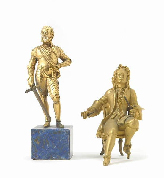 Appraisal: A group of two gilt bronze figures of an artist