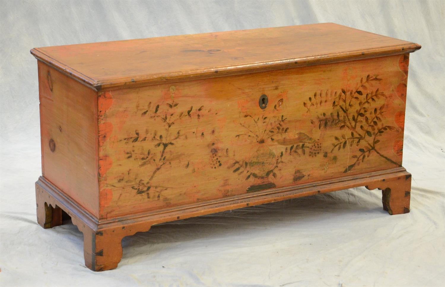 Appraisal: DT pine blanket chest on bracket base remnants of bird