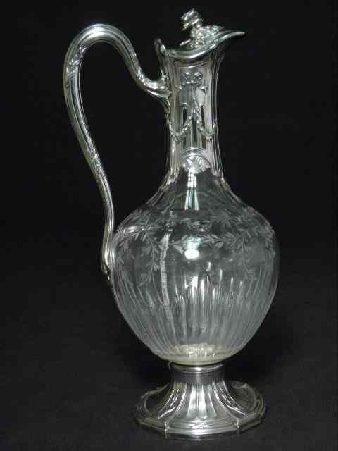 Appraisal: Christofle crystal and sterling silver mounted ewer Hallmarked on lid