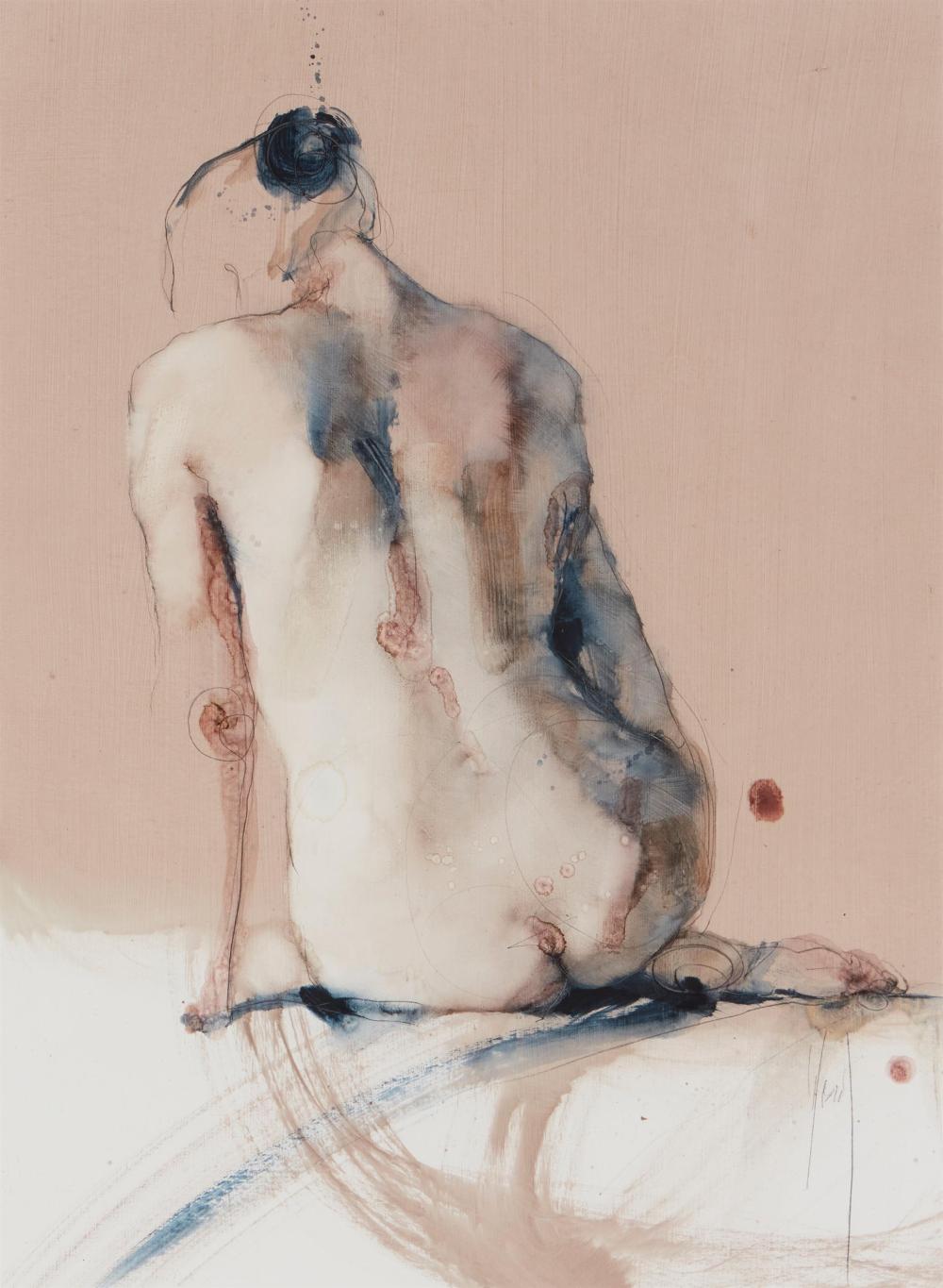 Appraisal: Catherine Woskow b Ukiah CA Seated Figure Mixed media on