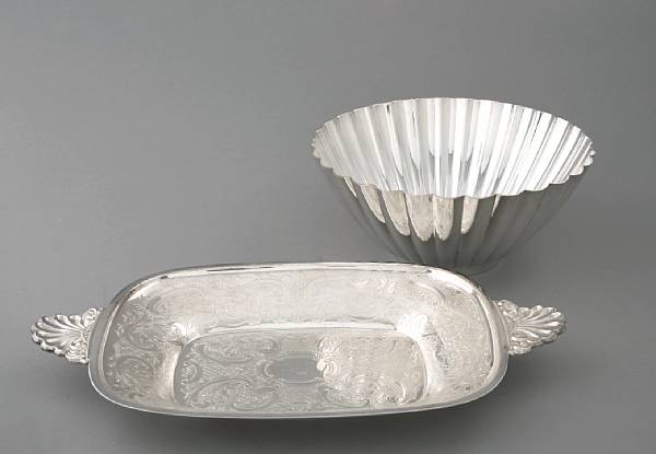 Appraisal: A group of plated bowls salvers and a cake stand