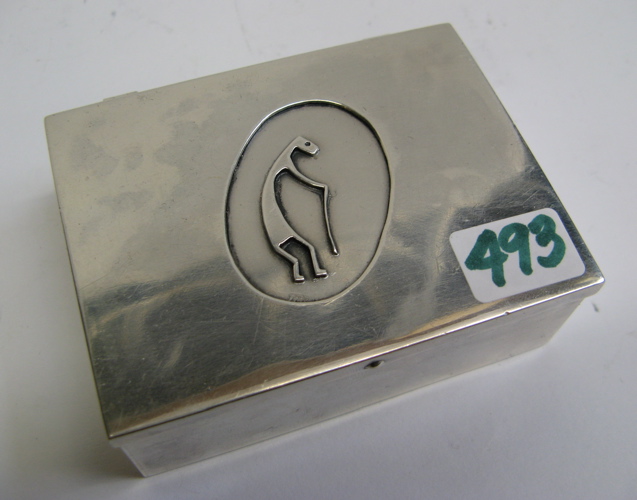 Appraisal: SILVER RECTANGULAR HINGED BOX the lid with medallion of figure