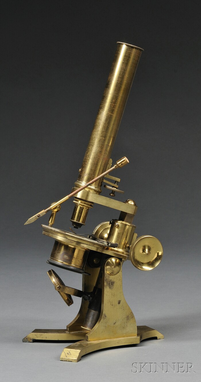 Appraisal: Lacquered Brass Monocular Microscope Negretti Zambra London th century the