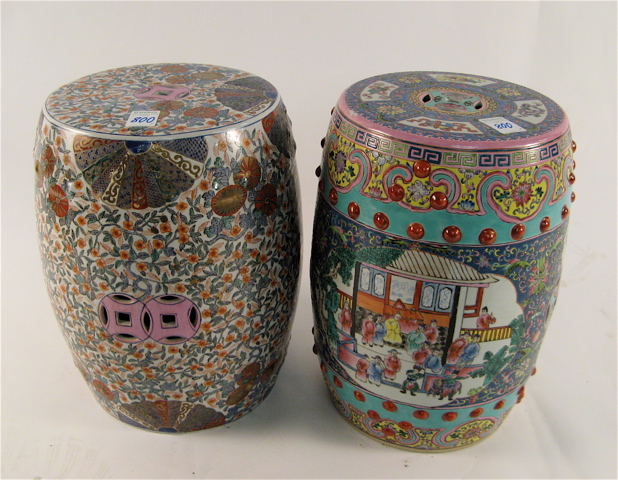 Appraisal: TWO CHINESE PORCELAIN GARDEN STOOLS both barrel form vessels with