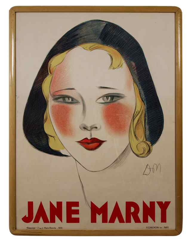 Appraisal: LARGE JANE MARNY FRENCH ACTRESS POSTER Printed by M Chachoin