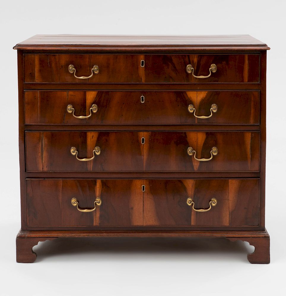 Appraisal: George III Mahogany and Goncalo Alves Chest of Drawers Fitted