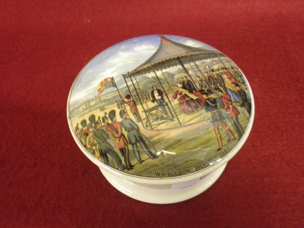 Appraisal: A Victorian Prattware type pot lid Wimbledon July nd