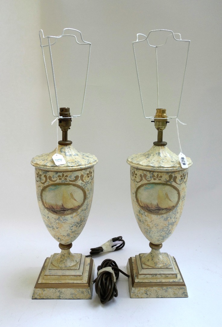 Appraisal: A pair of modern table lamps each of urn form