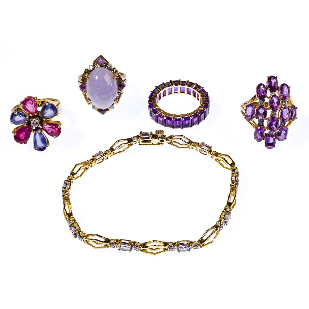 Appraisal: K YELLOW GOLD AND GEMSTONE JEWELRY ASSORTMENT items including an