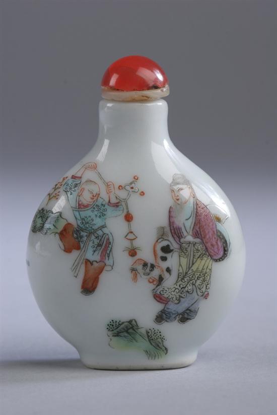 Appraisal: CHINESE FAMILLE ROSE PORCELAIN SNUFF BOTTLE Daoguang mark and period