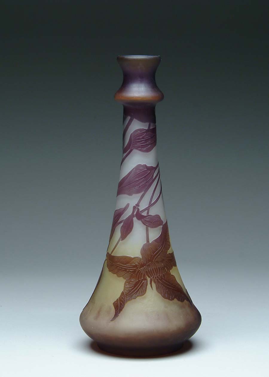 Appraisal: GALLE CAMEO VASE Nice Galle vase has purple cameo flowers