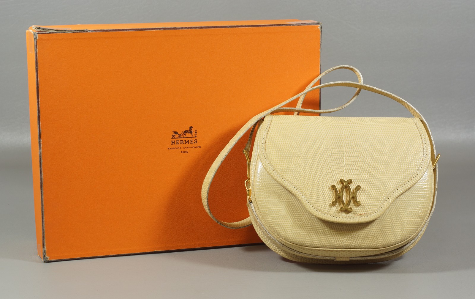 Appraisal: Authentic Hermes Beige Lizardskin Shoulder Bag with original box x