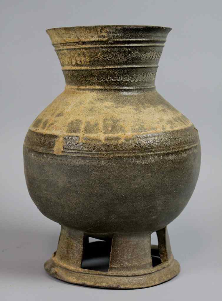 Appraisal: KOREAN GREY POTTERY STORAGE JAR SILLA PERIOD TH CENTURY of