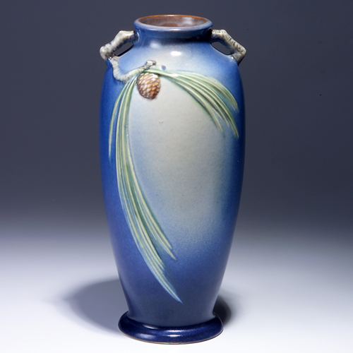 Appraisal: ROSEVILLE Blue Pine Cone ovoid vase - Impressed mark