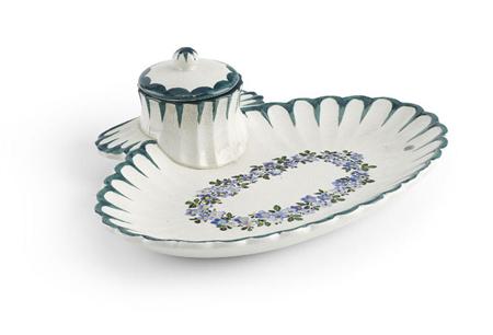 Appraisal: WEMYSS SINGLE VICTORIA INKSTAND CIRCA decorated with forget-me-nots impressed mark