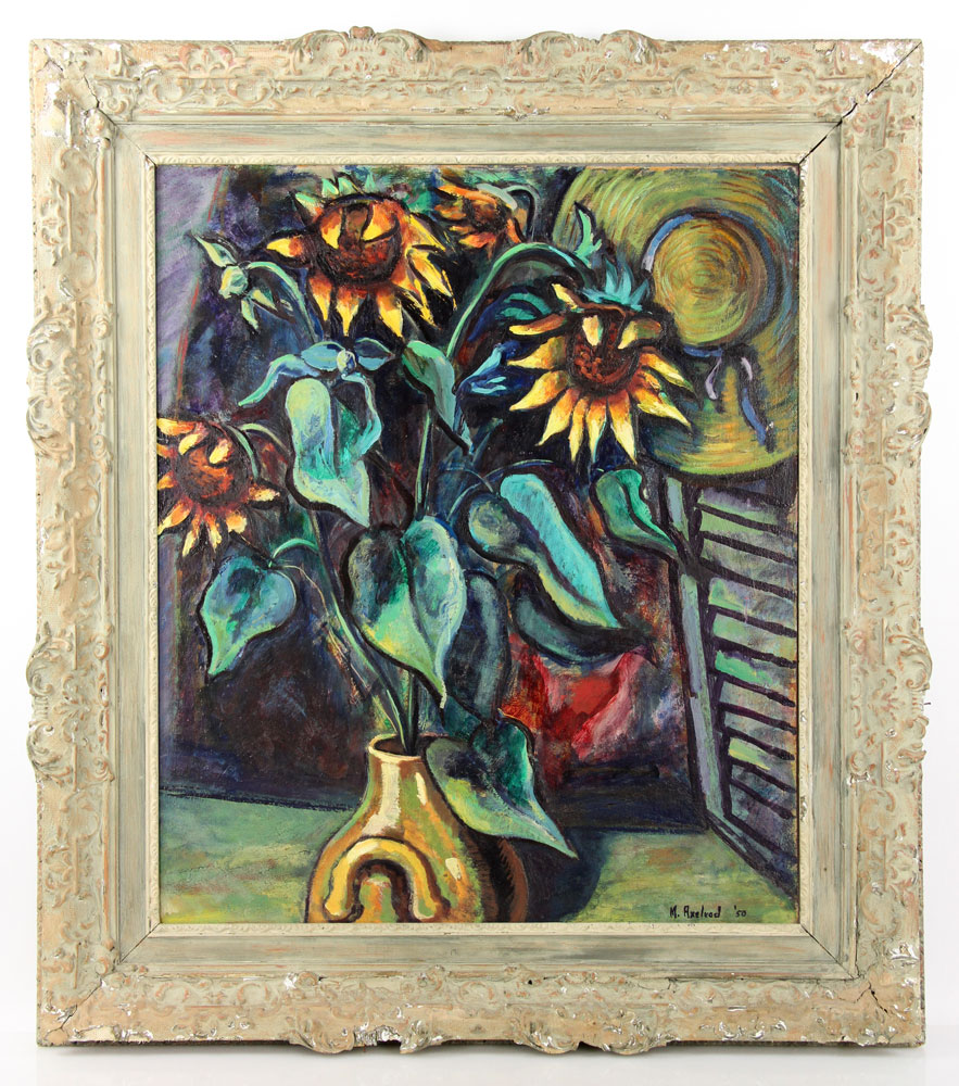 Appraisal: - Axelrod Stylized Sunflowers O AB M Axelrod stylized sunflowers