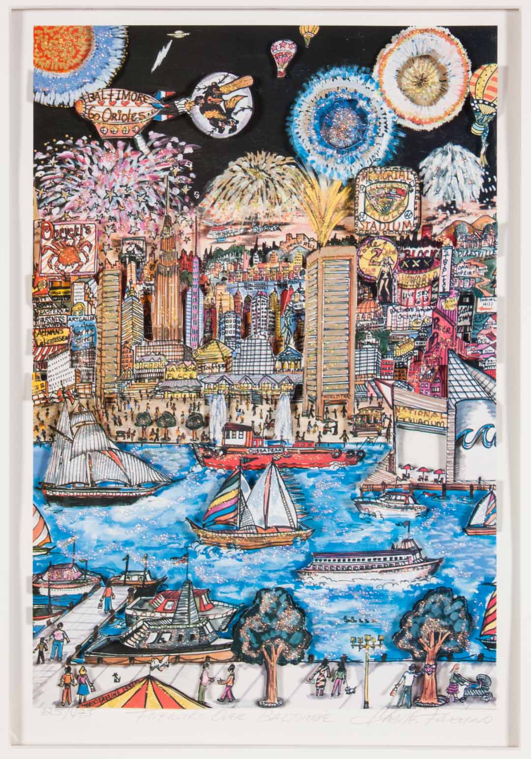 Appraisal: Charles Fazzino Fireworks Over Baltimore American b -D color screenprint