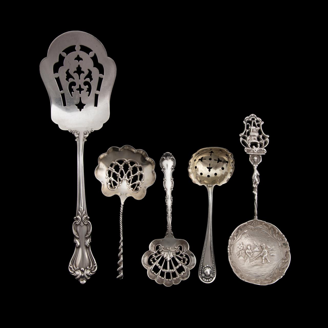 Appraisal: TH TH C AMERICAN SILVER PIERCED SPOONS PC Selection of