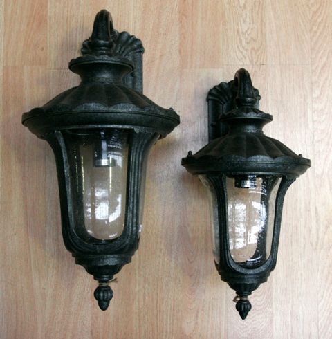 Appraisal: A pair of outdoor seeded glass lanterns