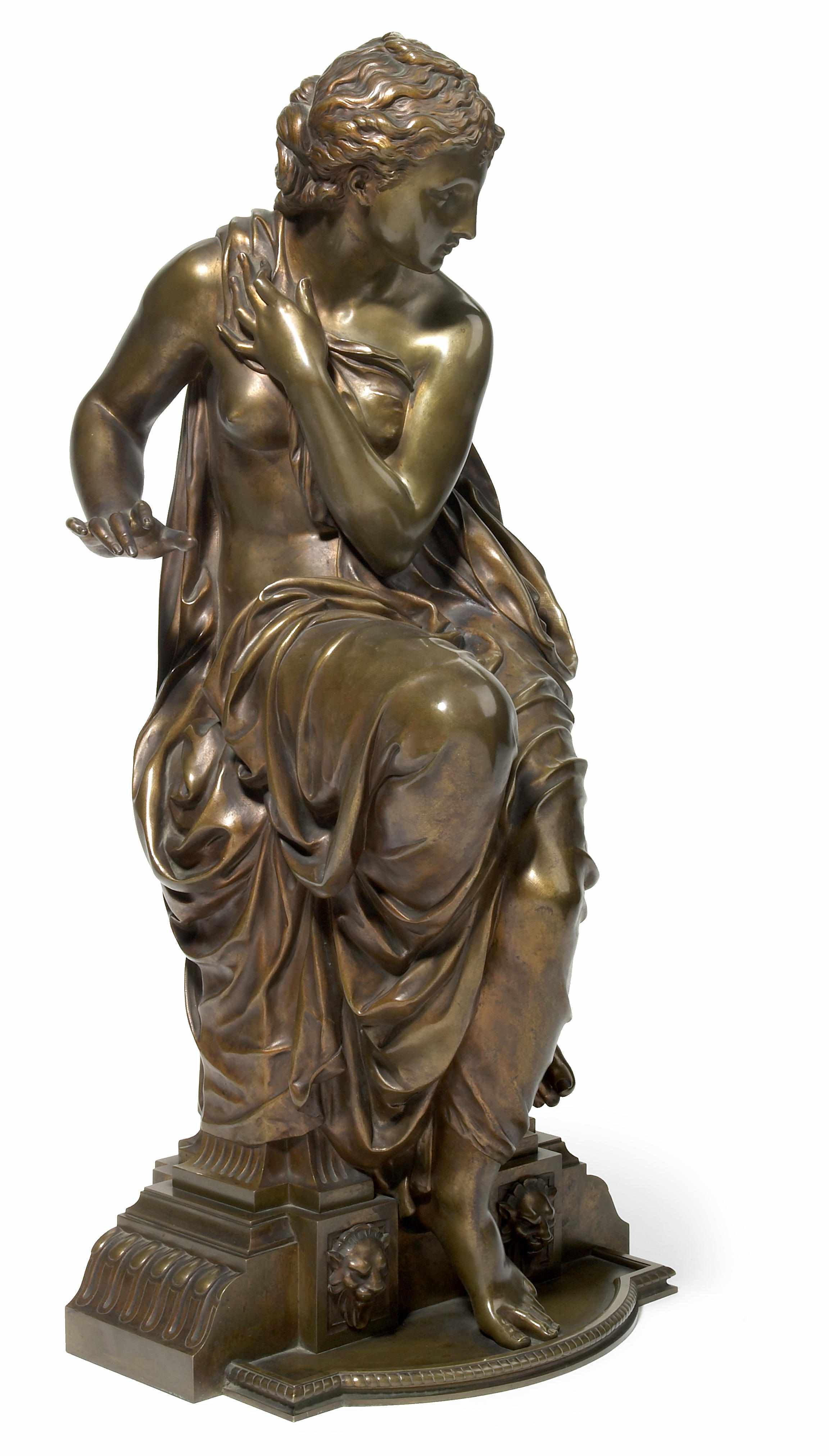 Appraisal: A French patinated bronze figure of a young maiden after