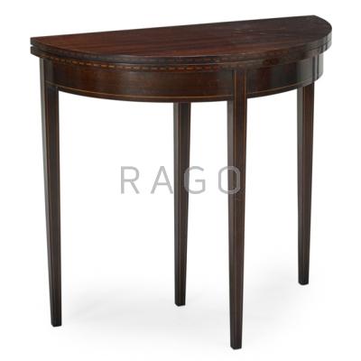 Appraisal: FEDERAL STYLE CARD TABLE Mahogany with line inlay th c