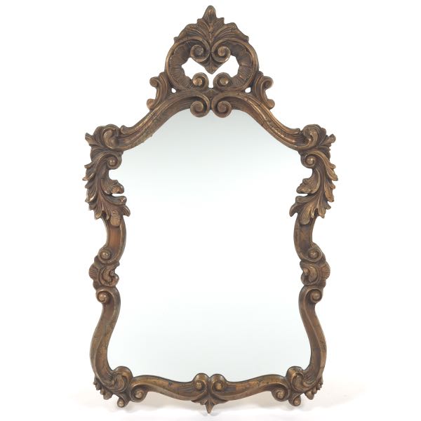 Appraisal: CARTOUCHE SHAPED DECORATIVE MIRROR x Gold gilt carved wood and